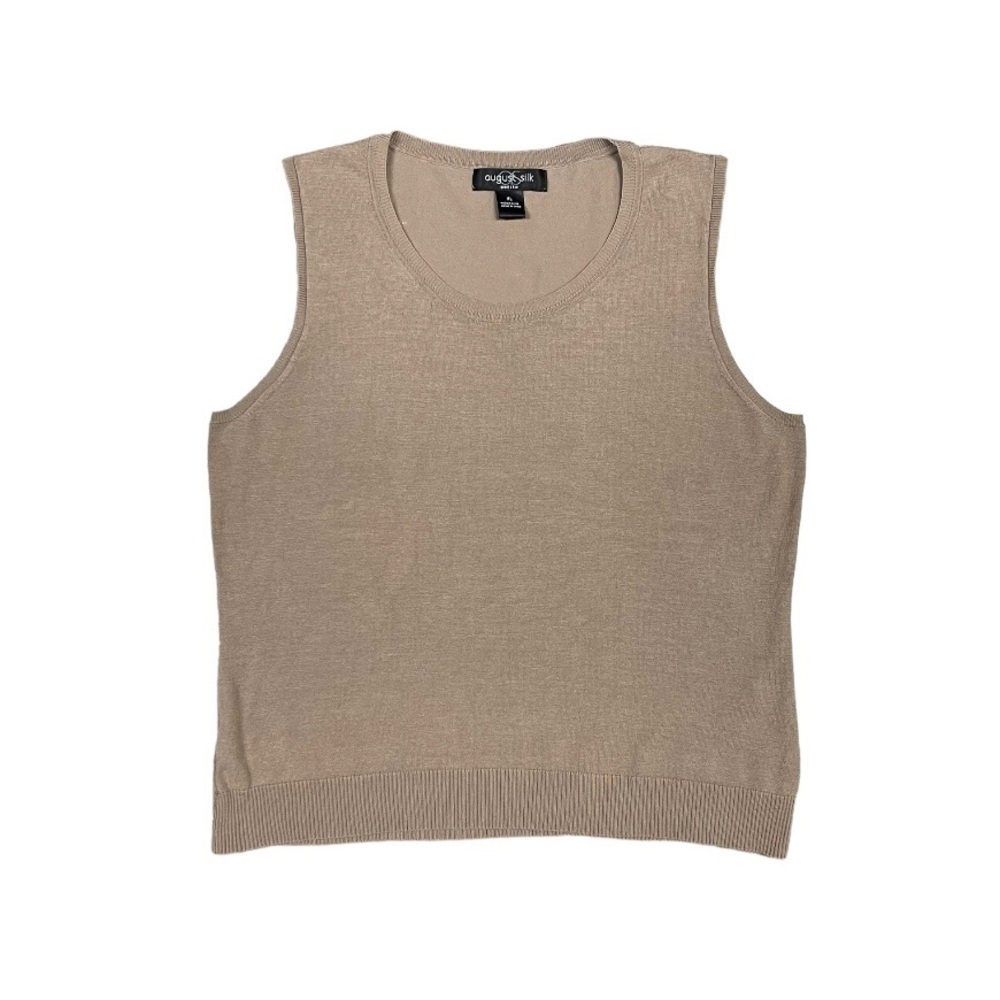 Vintage August‎ Silk Sleeveless Sweater Women’s Large Petite Tan